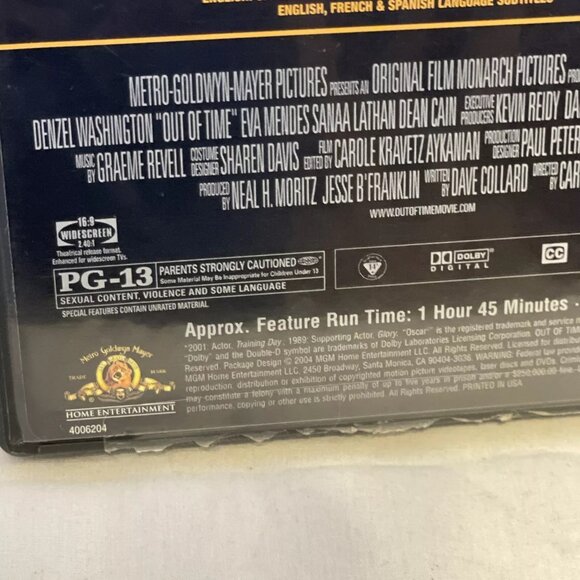 Out of Time (DVD, 2004) Special Edition Denzel Washington Eva Mendes Dean Cain - Picture 4 of 6